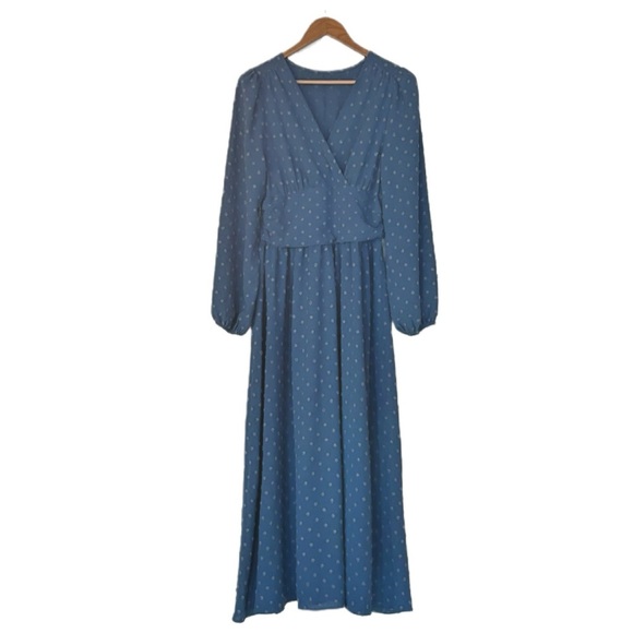 SHEIN Elegant Blue Long Sleeve Dress - Picture 1 of 4